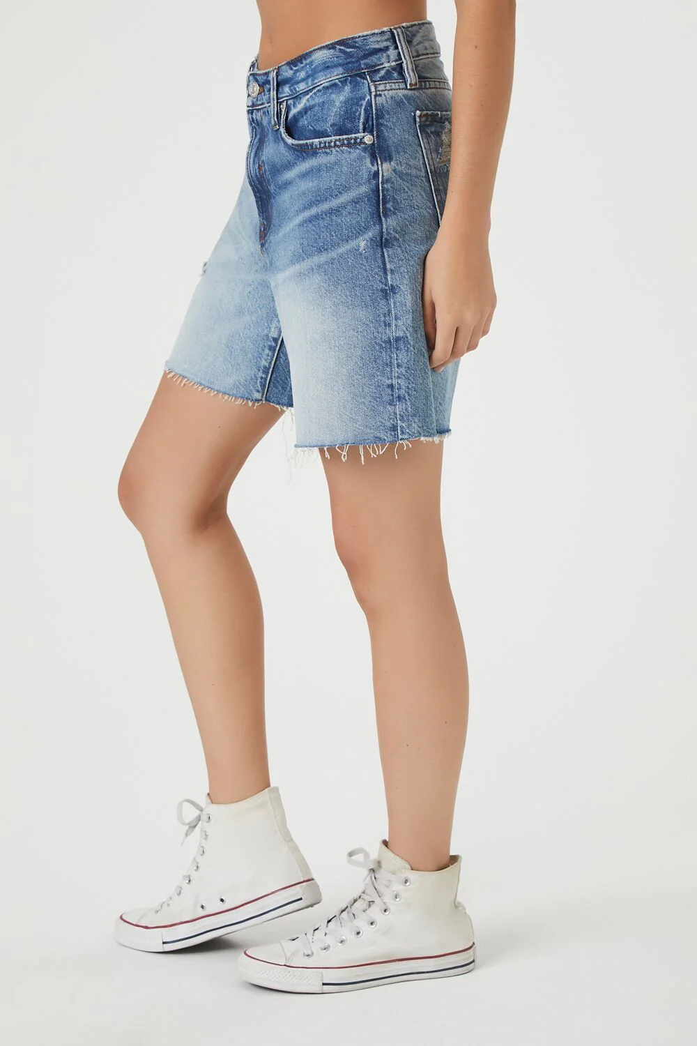 Distressed Denim Bermuda Shorts - Image 3