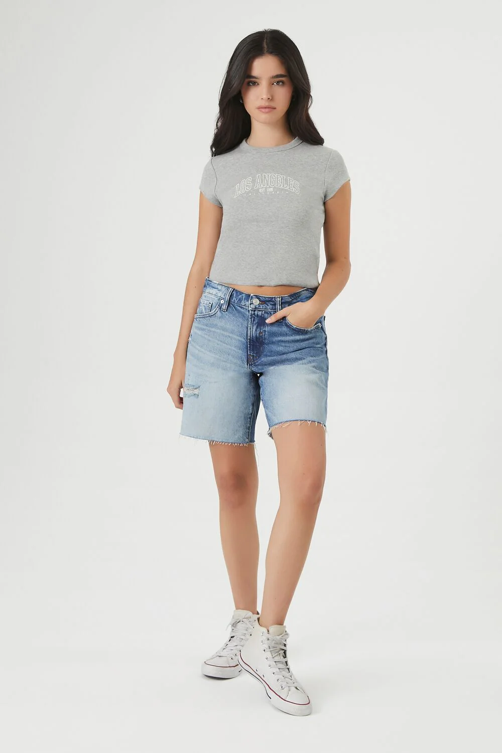 Distressed Denim Bermuda Shorts - Image 5