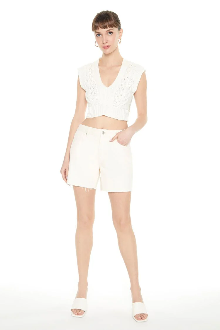 Cropped Cable Knit Sweater Vest - Image 4