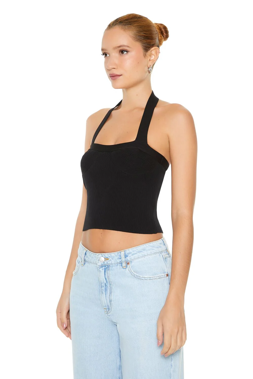 Sweater-Knit Bustier Halter Top - Image 2