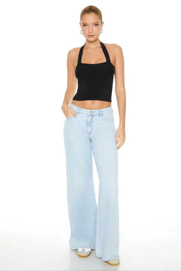 Sweater-Knit Bustier Halter Top - Image 4