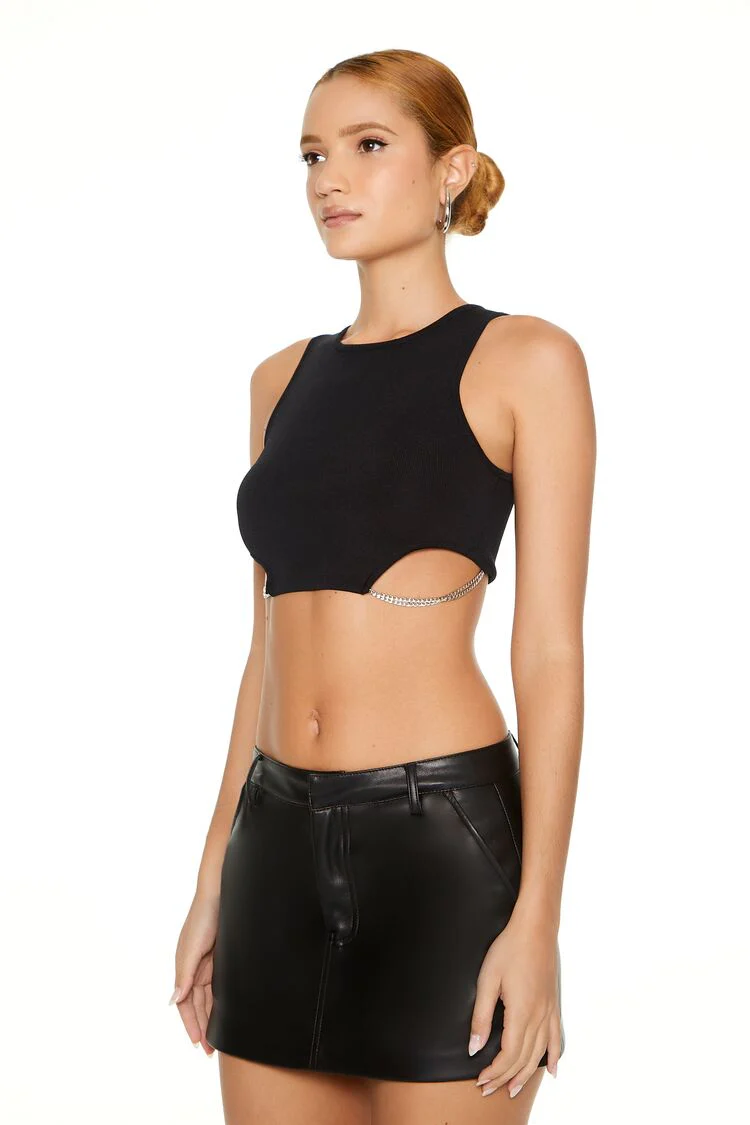 Sweater-Knit Chain Crop Top - Image 2