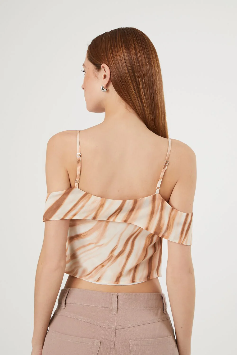 Marble Print Open-Shoulder Top - Image 3