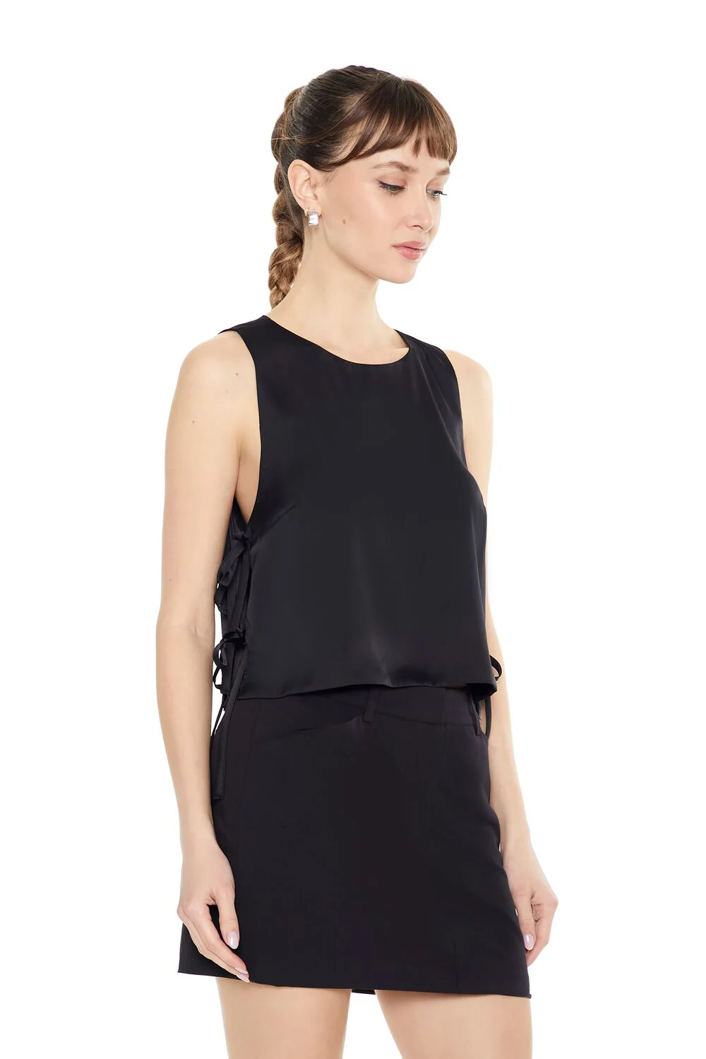 Satin Sleeveless Bow Top - Image 2