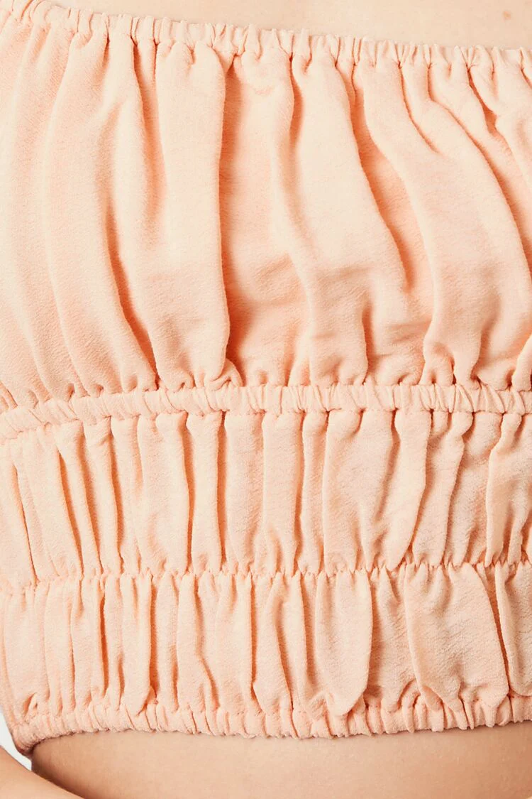 Shirred Puff-Sleeve Crop Top - Image 5