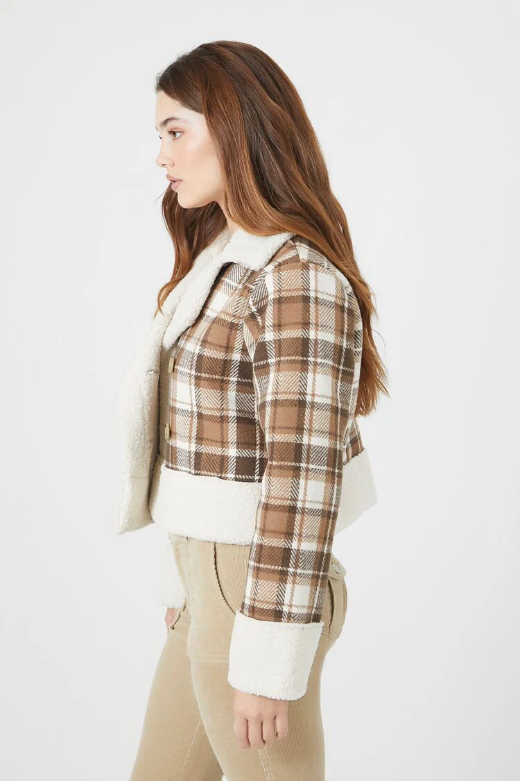 Plaid Cropped Trucker Jacket - Image 2