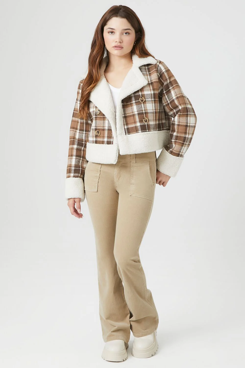 Plaid Cropped Trucker Jacket - Image 4