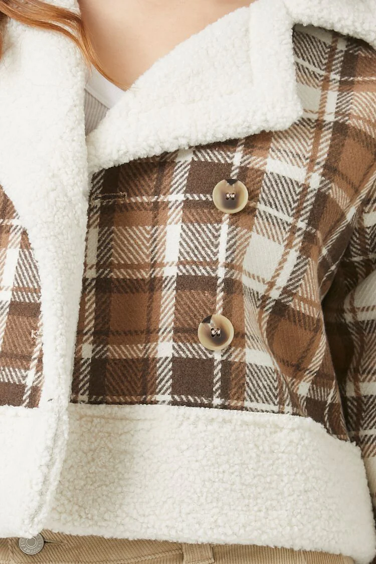 Plaid Cropped Trucker Jacket - Image 5