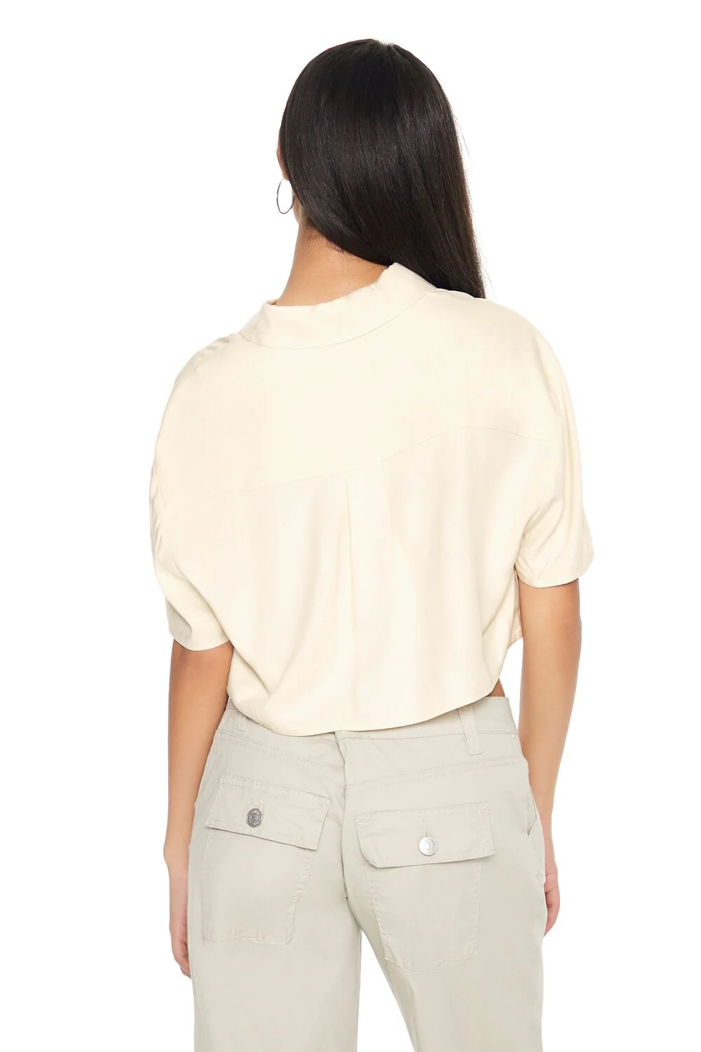 Cropped Boxy Drop-Sleeve Shirt - Image 3