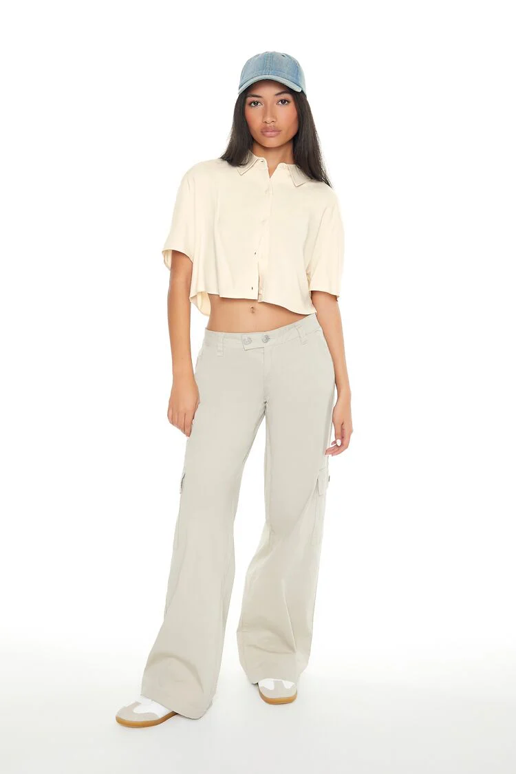 Cropped Boxy Drop-Sleeve Shirt - Image 4