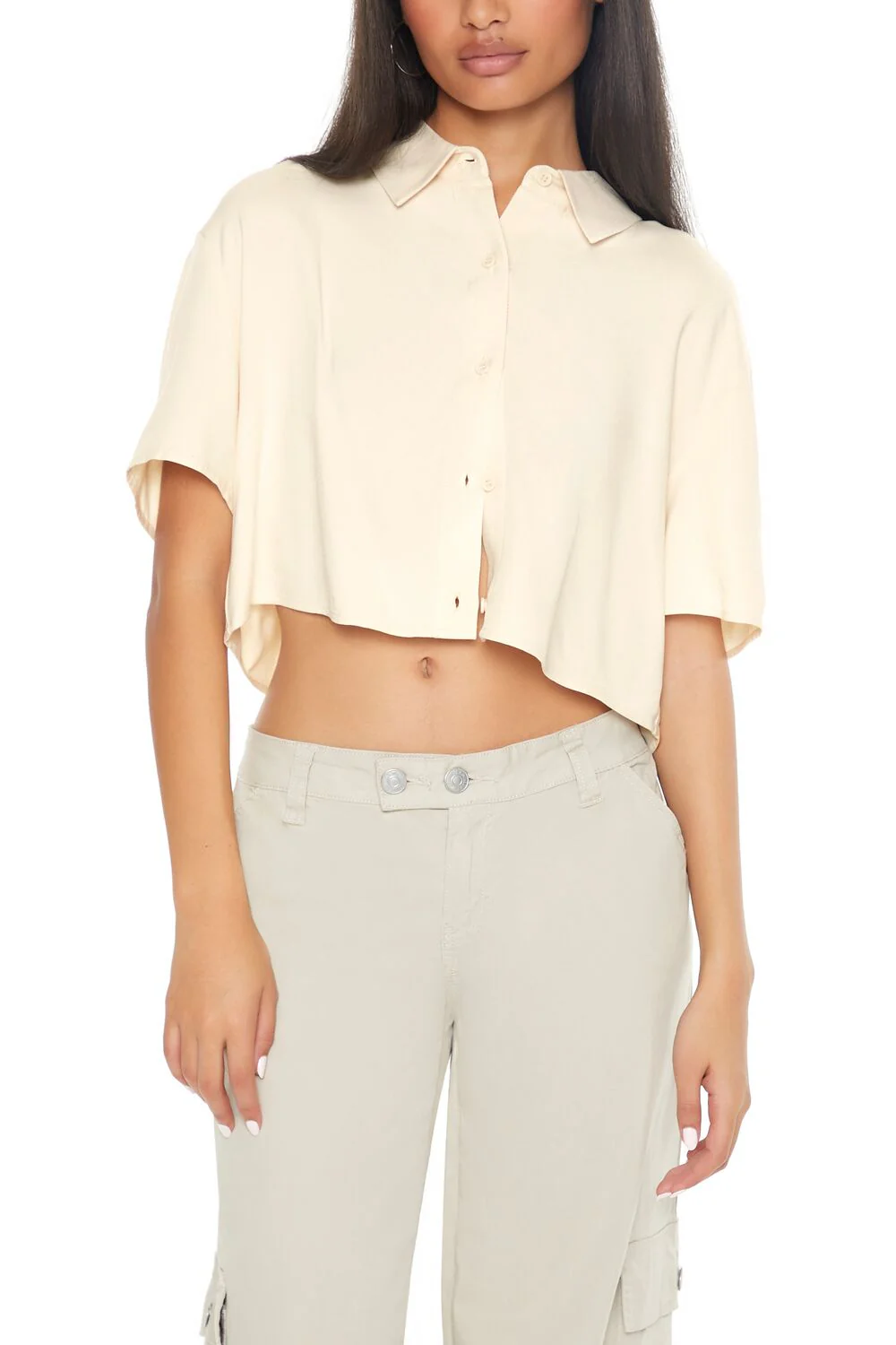 Cropped Boxy Drop-Sleeve Shirt - Image 5