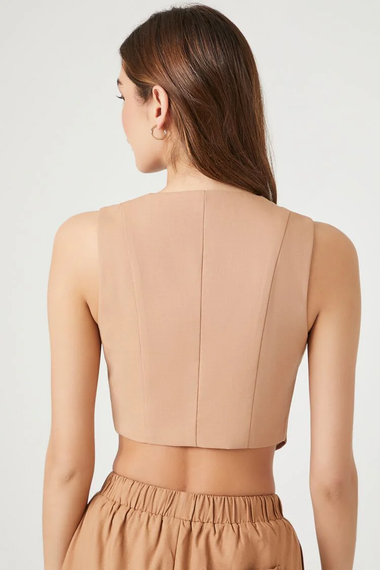 Notched Plunging Cropped Vest - Image 3