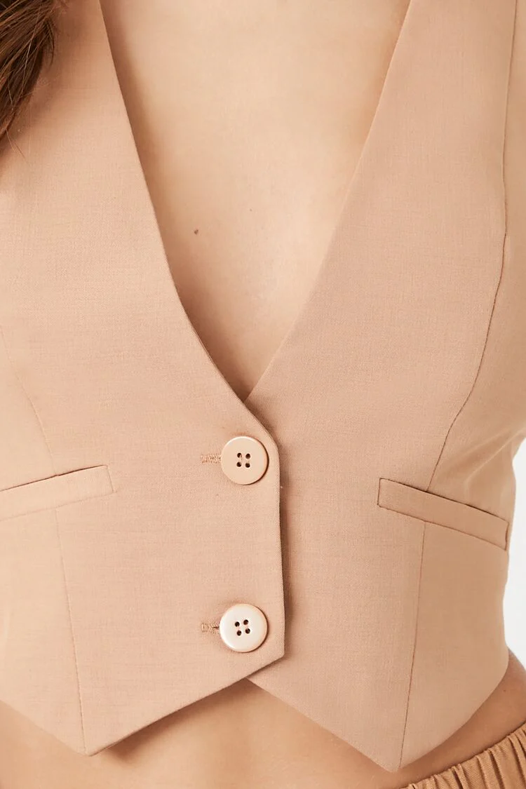 Notched Plunging Cropped Vest - Image 5