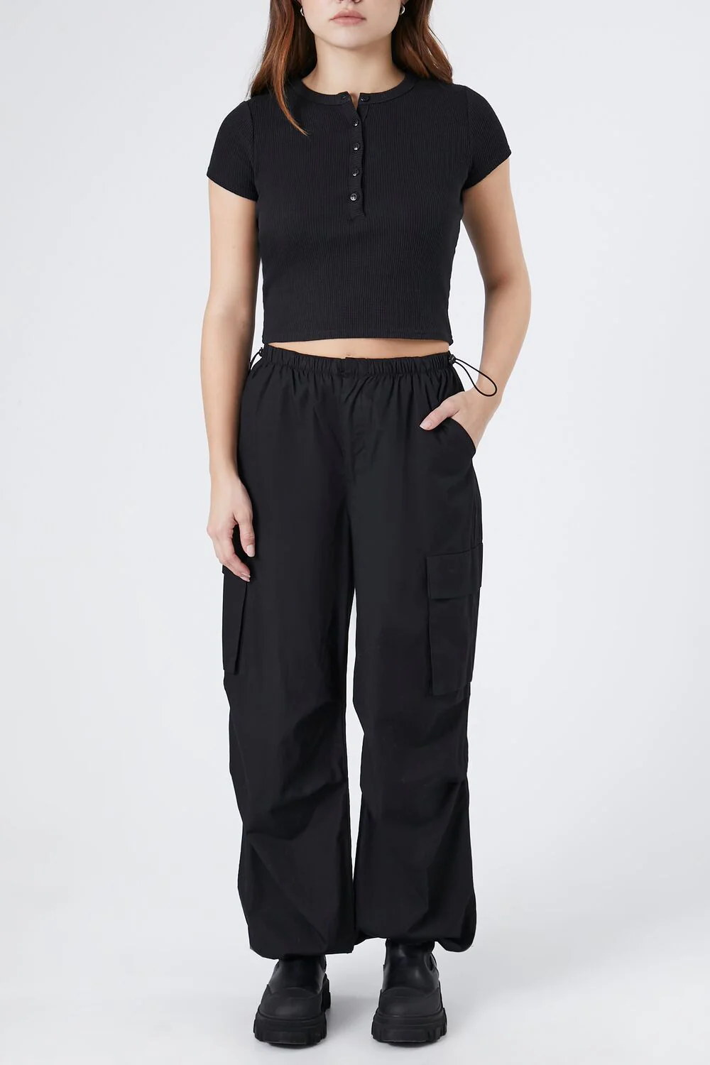 Ribbed Henley Crop Top - Image 4
