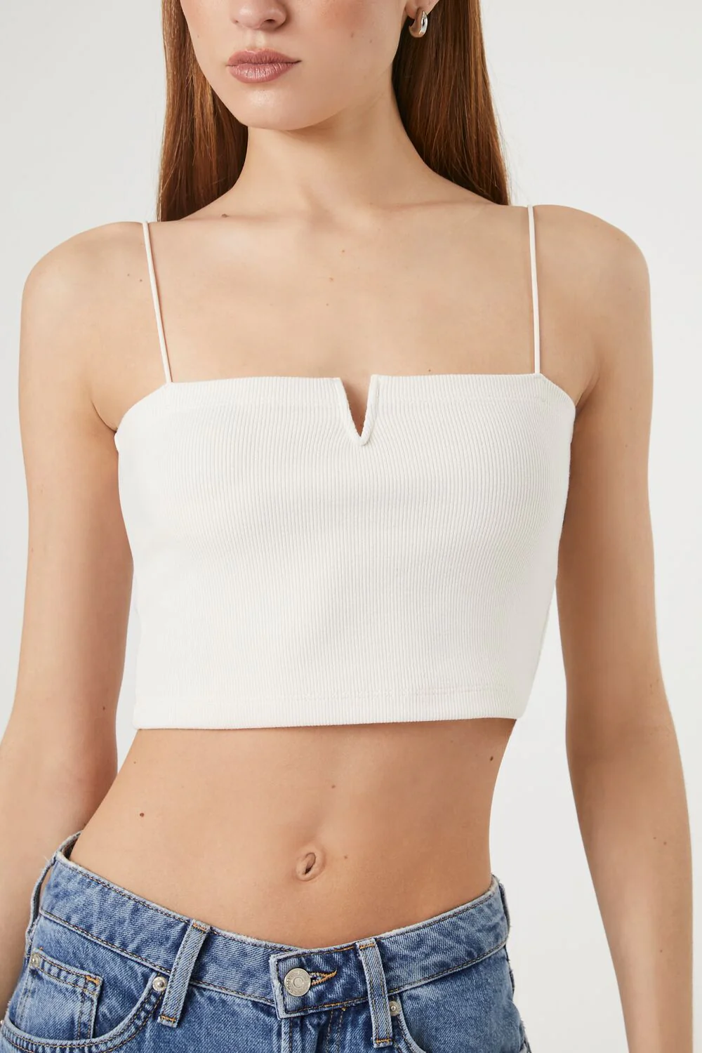 Notched Rib-Knit Cropped Cami - Image 10