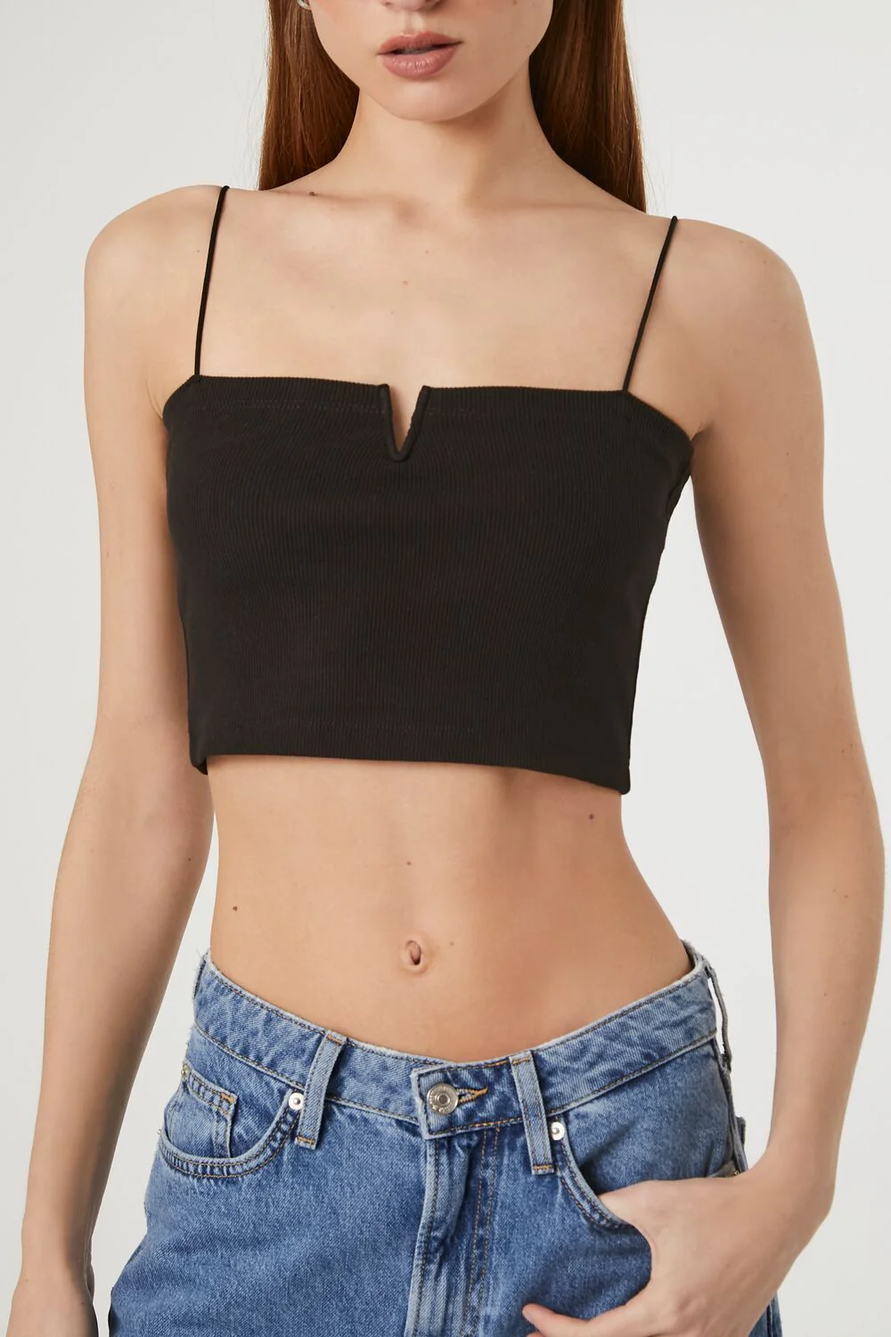 Notched Rib-Knit Cropped Cami - Image 5