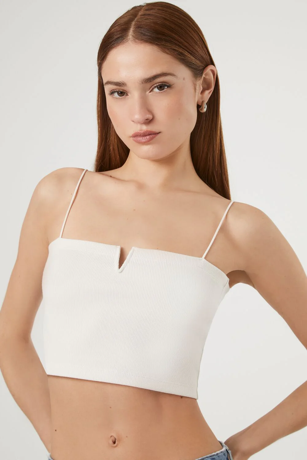 Notched Rib-Knit Cropped Cami - Image 6