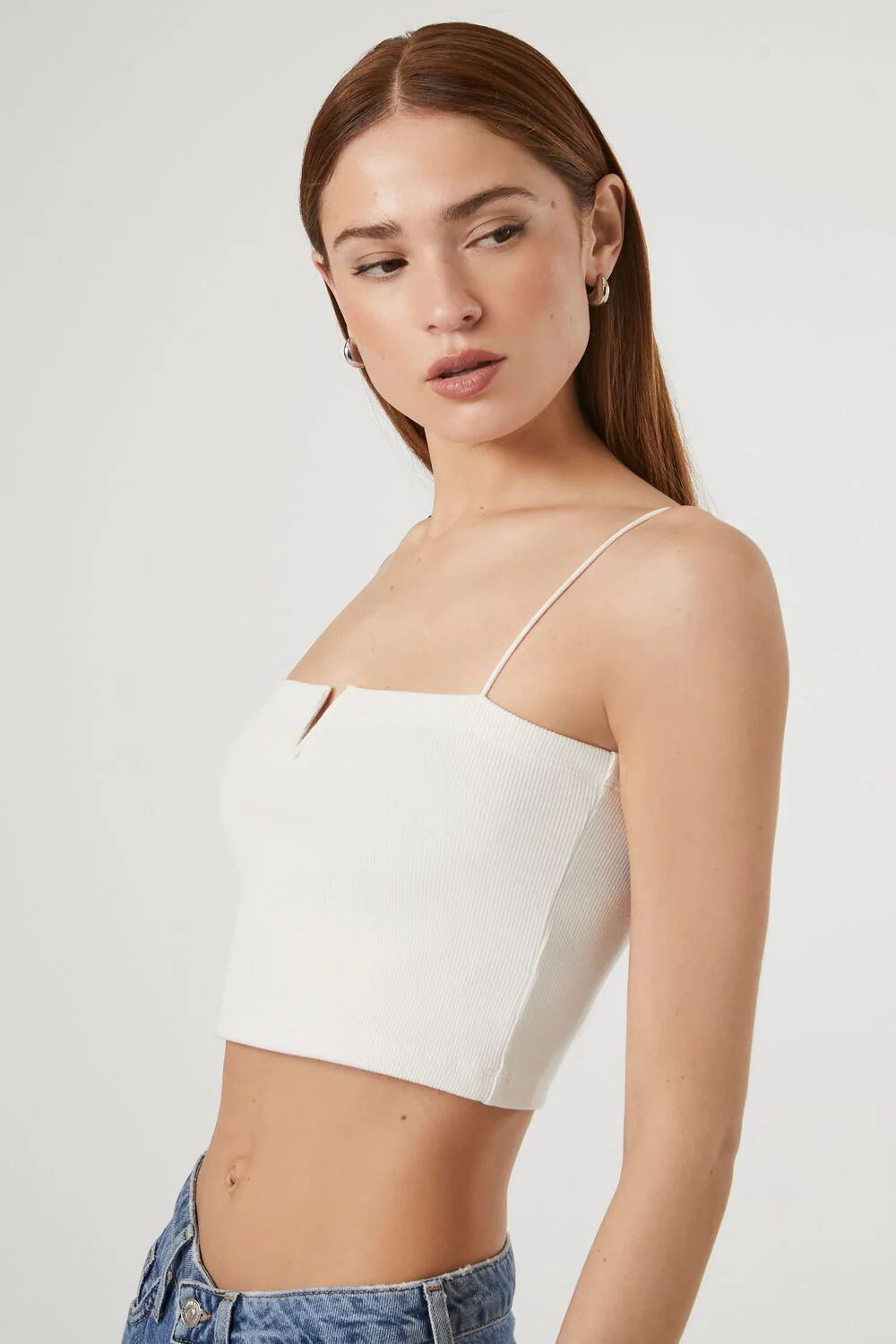 Notched Rib-Knit Cropped Cami - Image 7