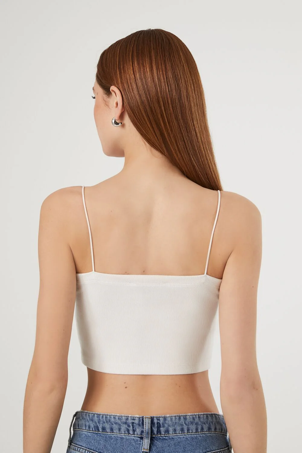 Notched Rib-Knit Cropped Cami - Image 8