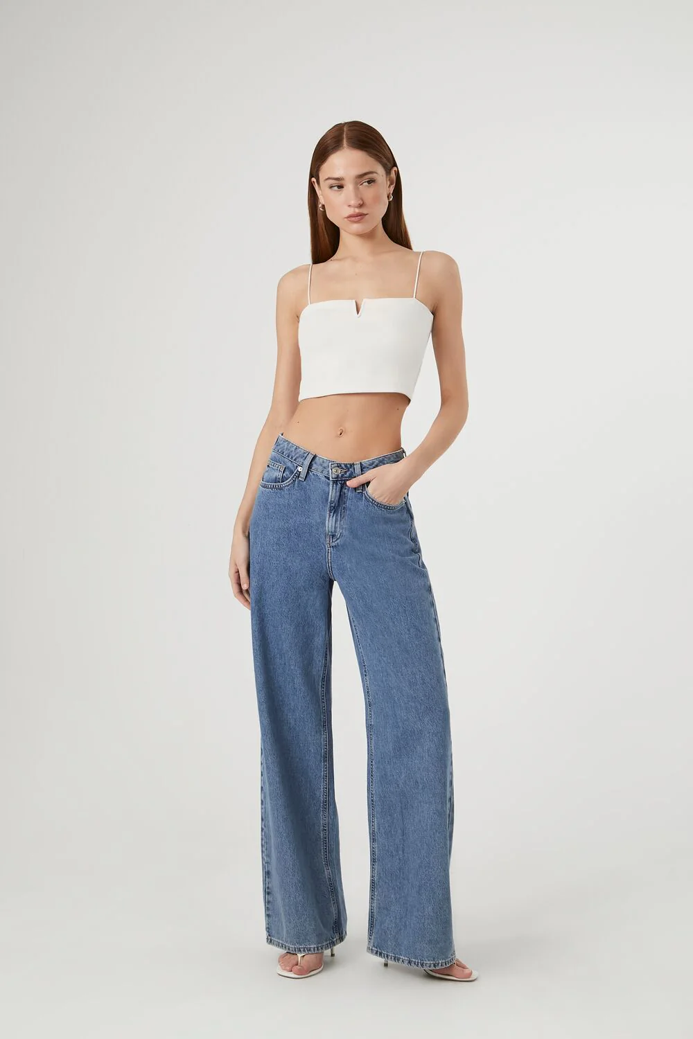 Notched Rib-Knit Cropped Cami - Image 9