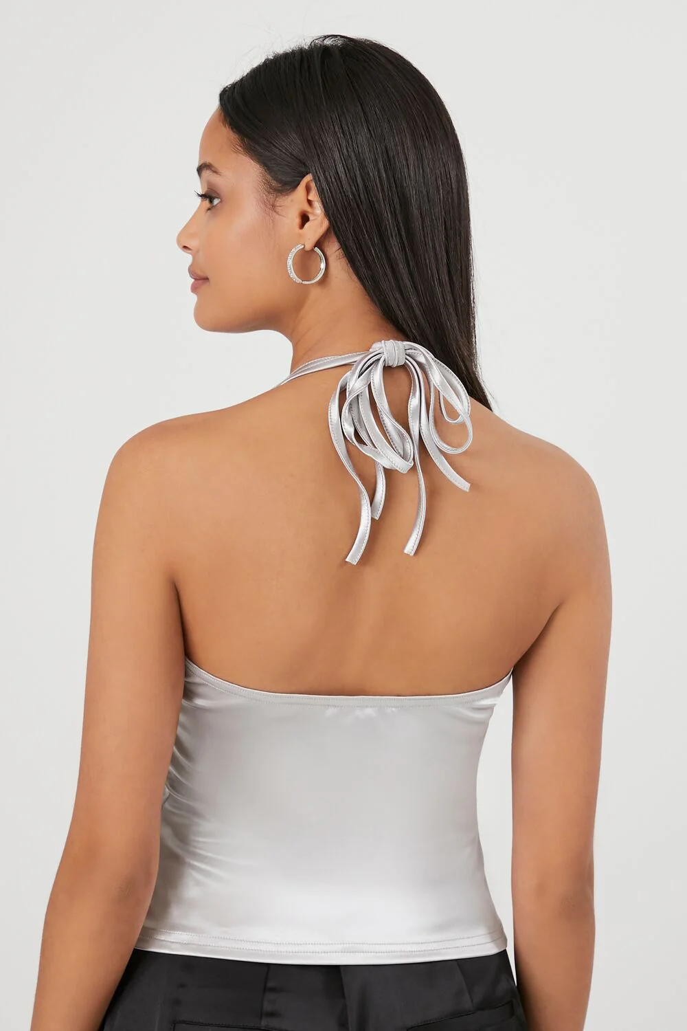 Metallic Dual-Tie Halter Top - Image 3