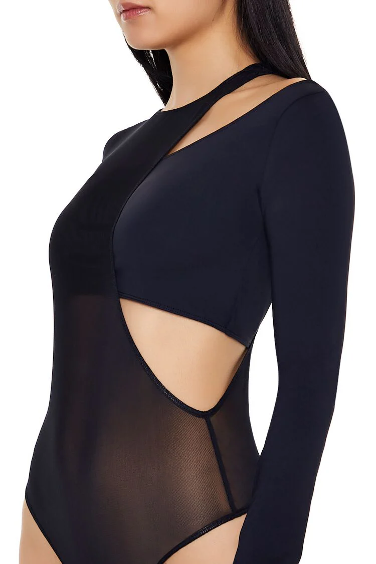 Mesh Combo Cutout Bodysuit - Image 3