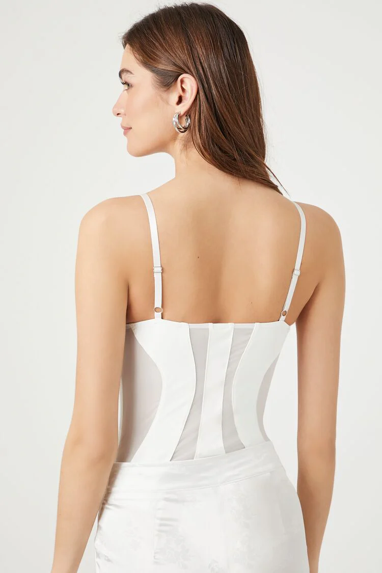 Striped Mesh Cami Bodysuit - Image 3