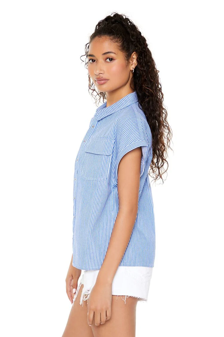 Striped Cap-Sleeve Shirt - Image 2