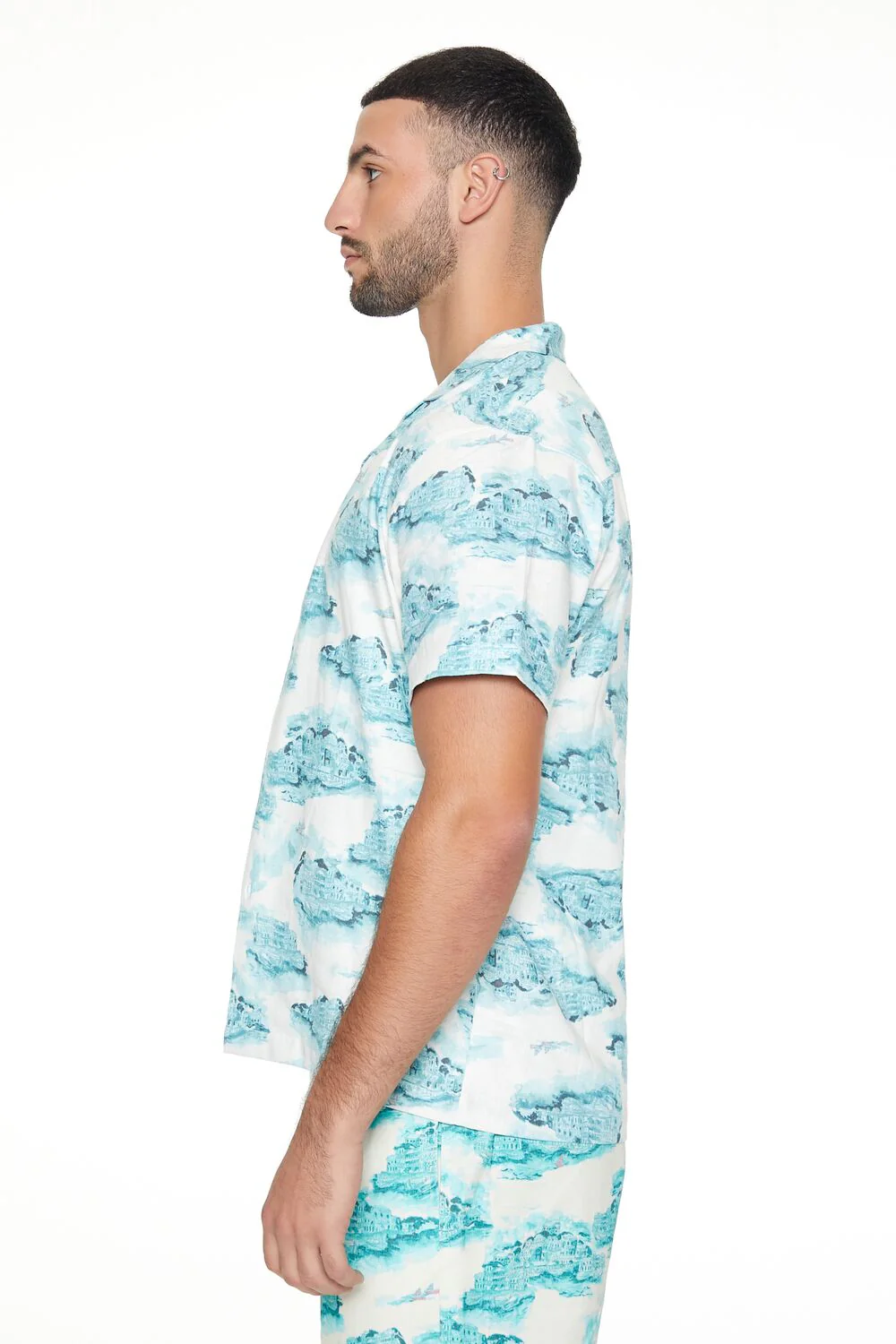 Linen-Blend Cityscape Print Shirt - Image 2