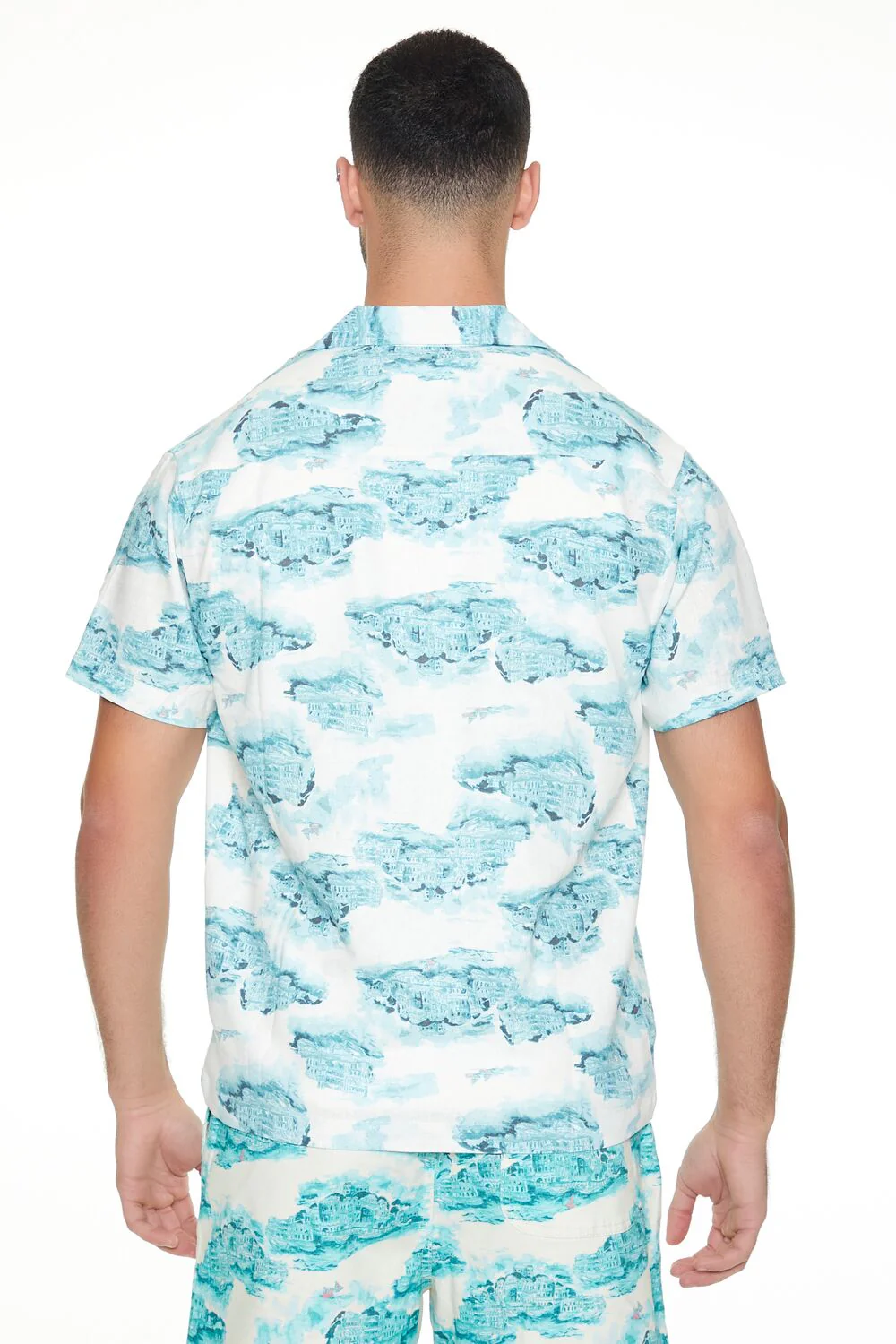 Linen-Blend Cityscape Print Shirt - Image 3