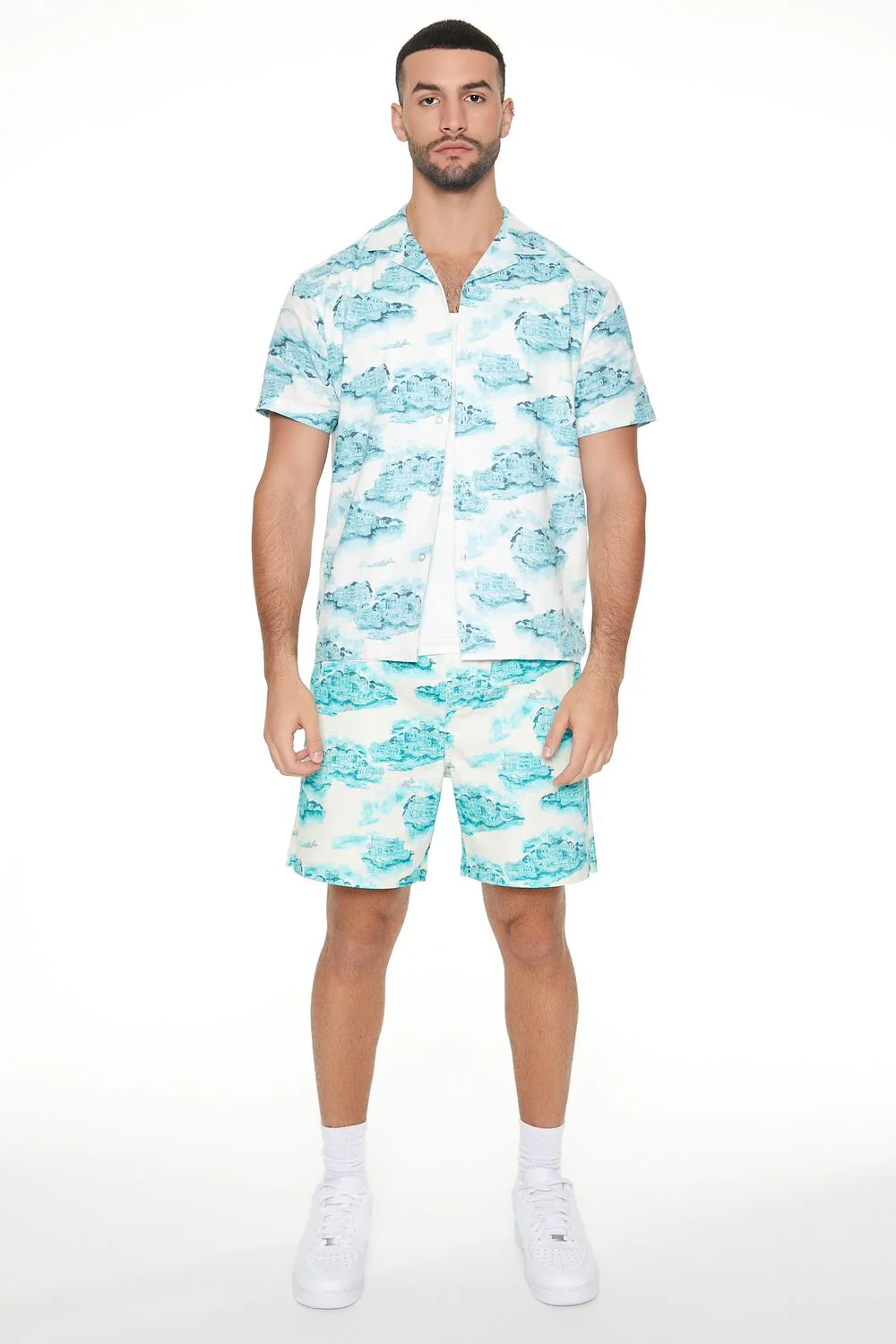 Linen-Blend Cityscape Print Shirt - Image 4