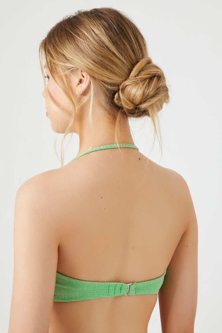 Shimmer Bandeau Halter Bikini Top - Image 3