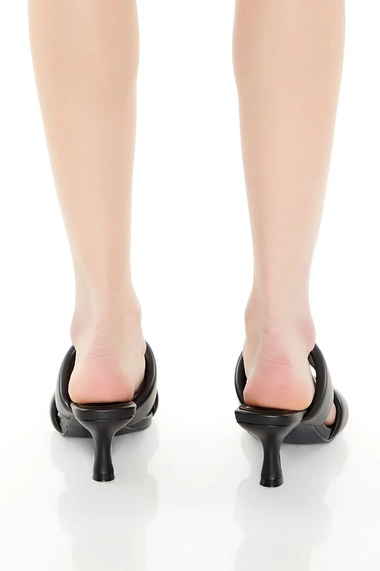 Faux Leather Dual-Strap Heels - Image 3