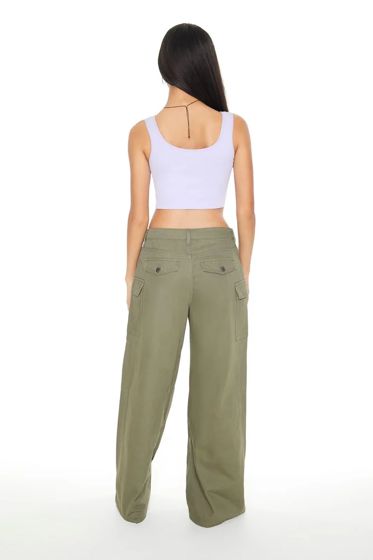 Twill Wide-Leg Cargo Pants - Image 3