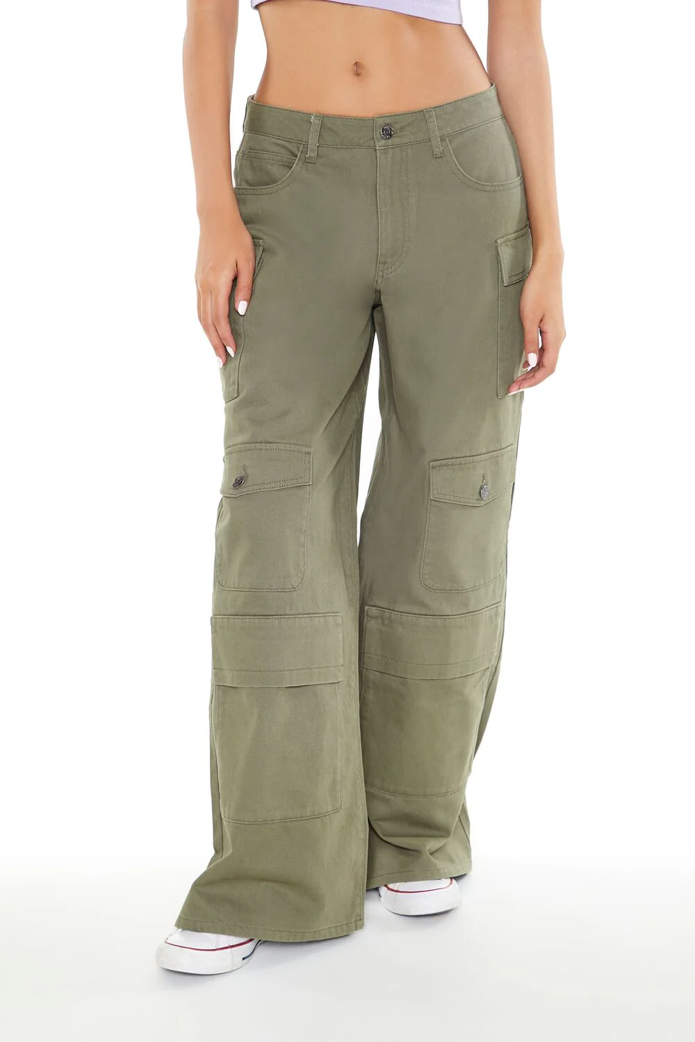 Twill Wide-Leg Cargo Pants - Image 4