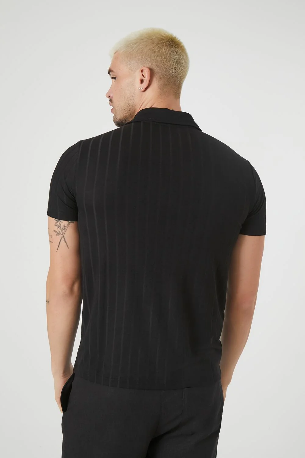 Ribbed Split-Neck Polo Shirt - Image 3