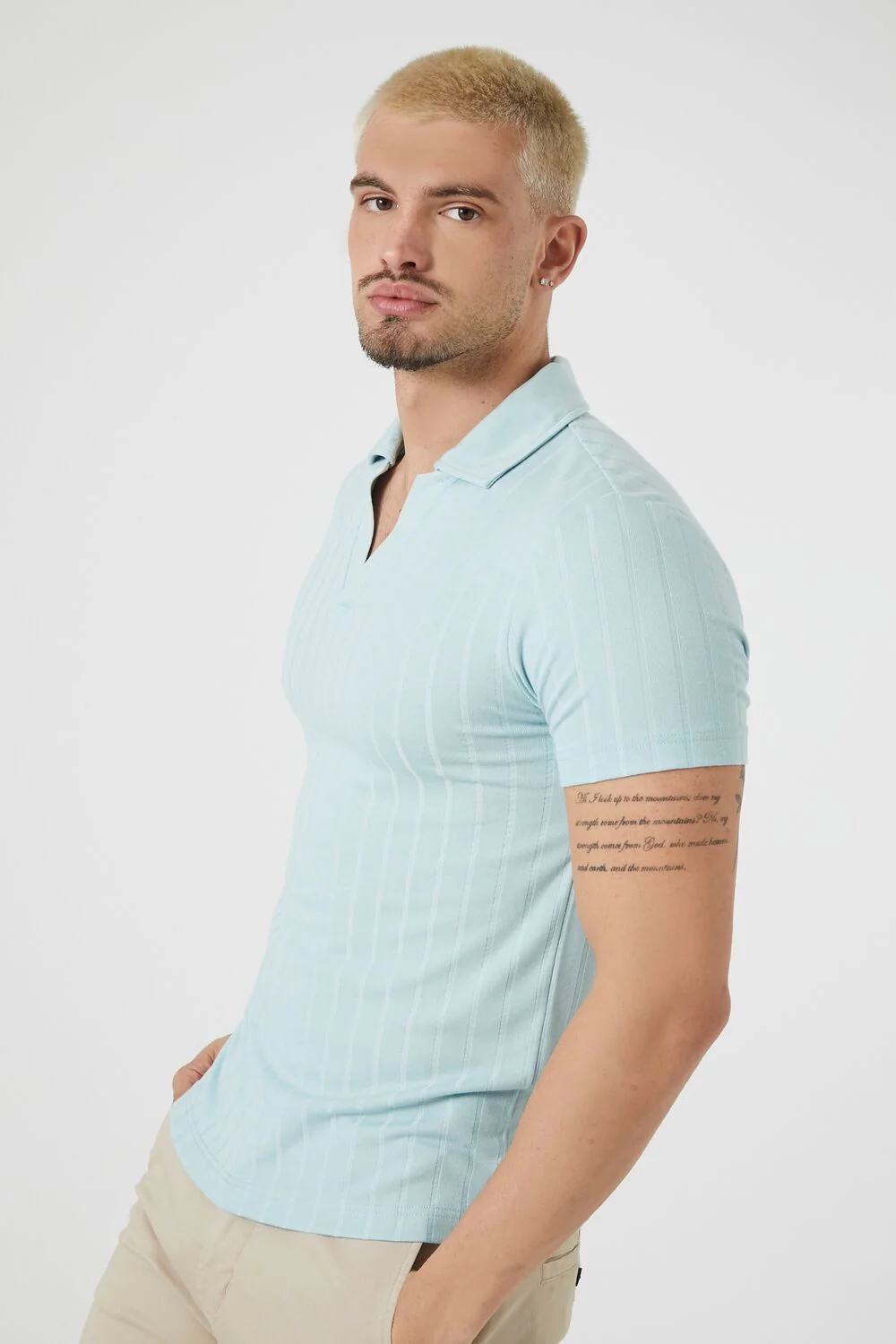 Ribbed Split-Neck Polo Shirt - Image 7