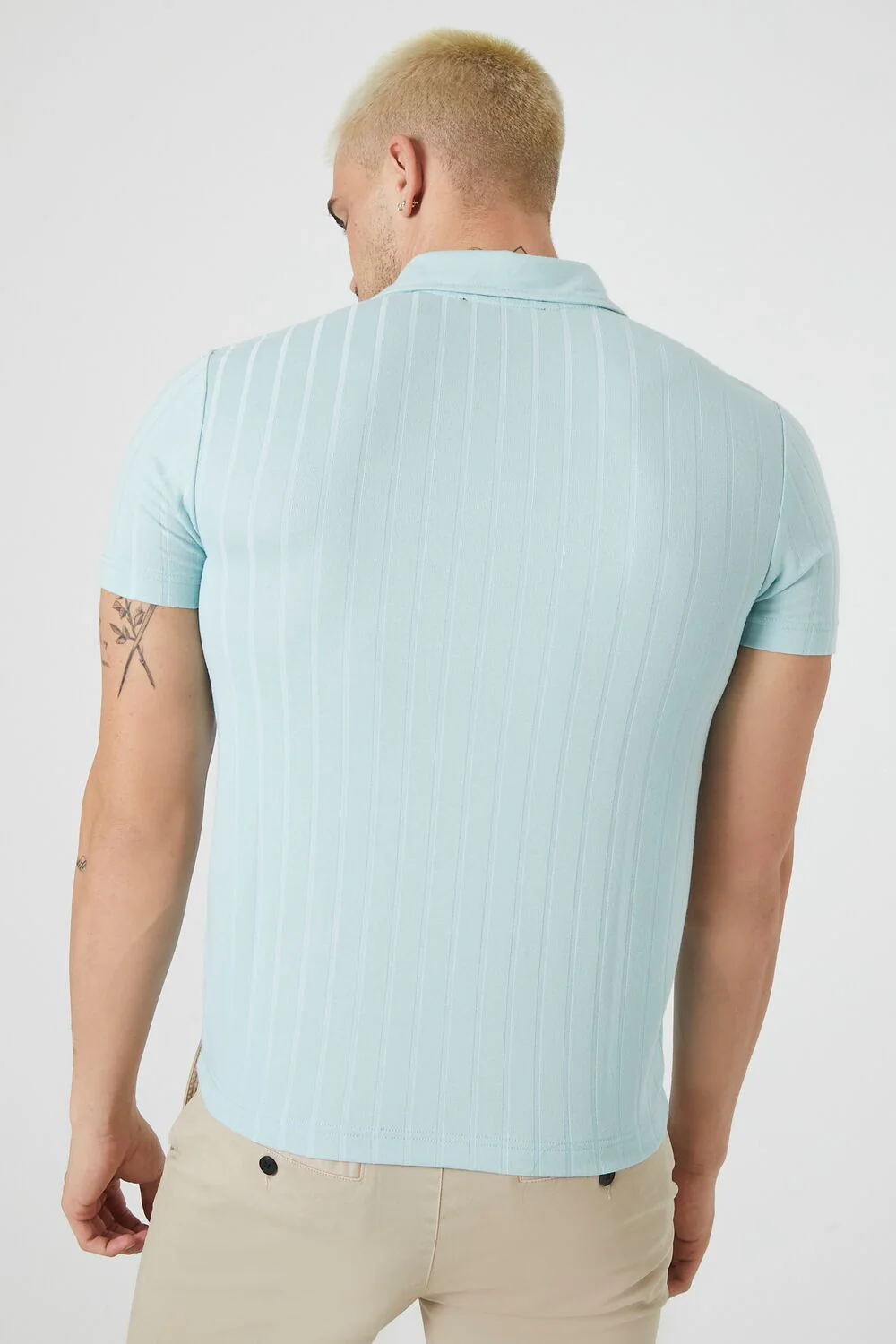 Ribbed Split-Neck Polo Shirt - Image 8