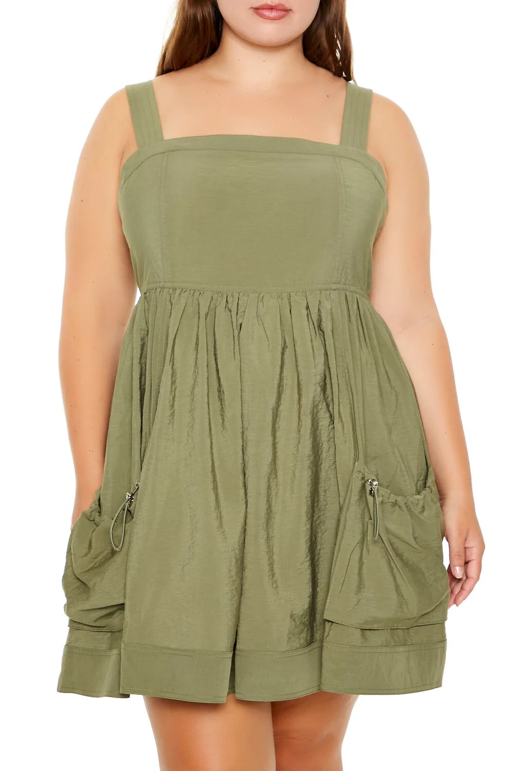 Plus Size Cargo A-Line Mini Dress - Image 2