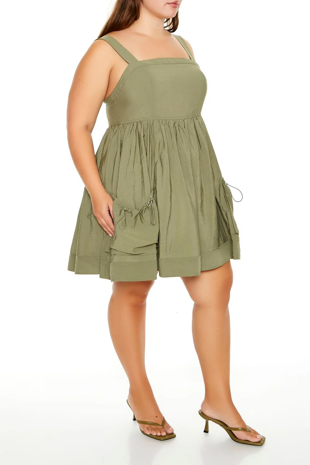 Plus Size Cargo A-Line Mini Dress - Image 3