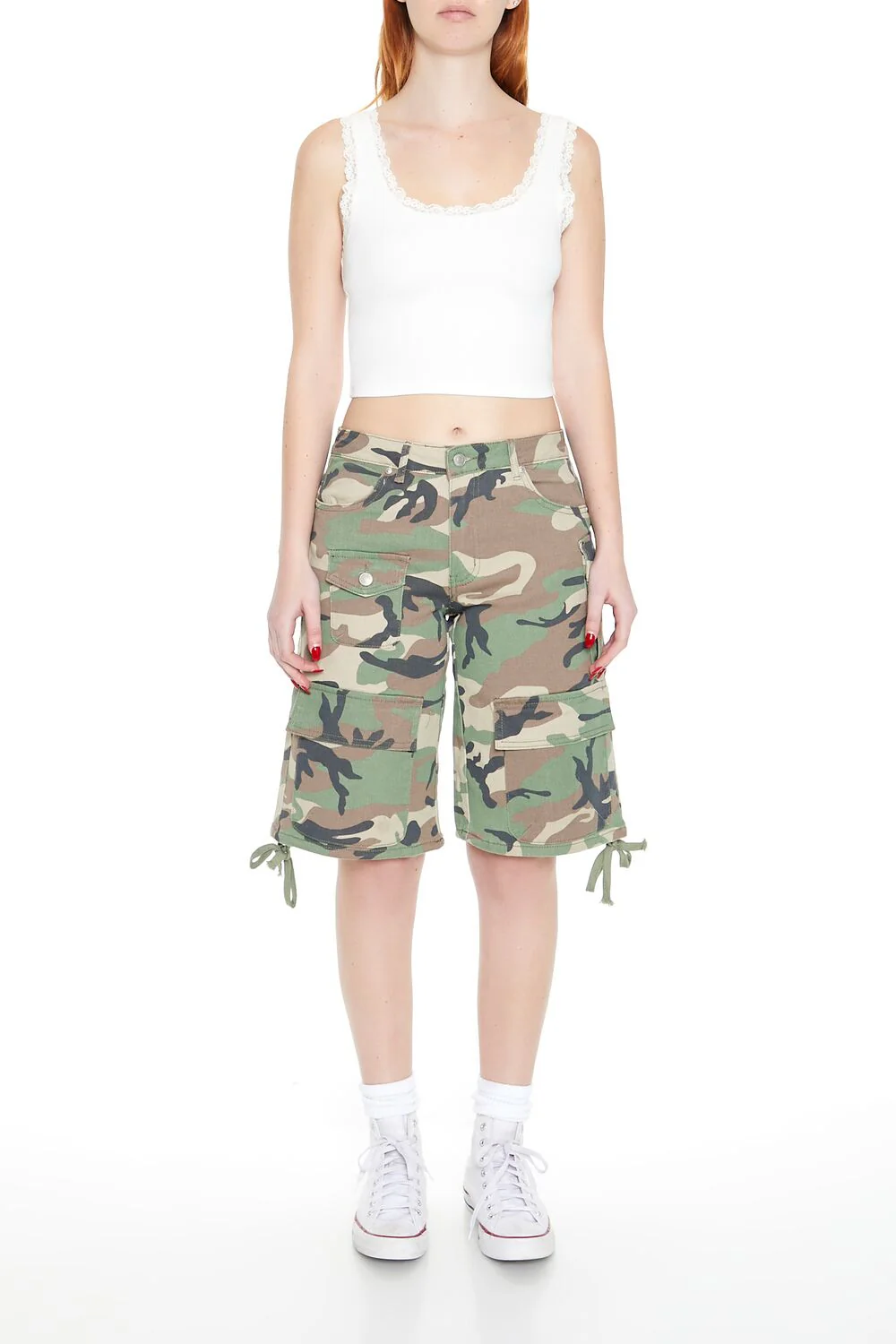 Lace-Trim Cropped Tank Top - Image 2