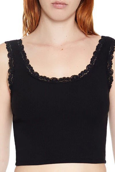 Lace-Trim Cropped Tank Top - Image 8