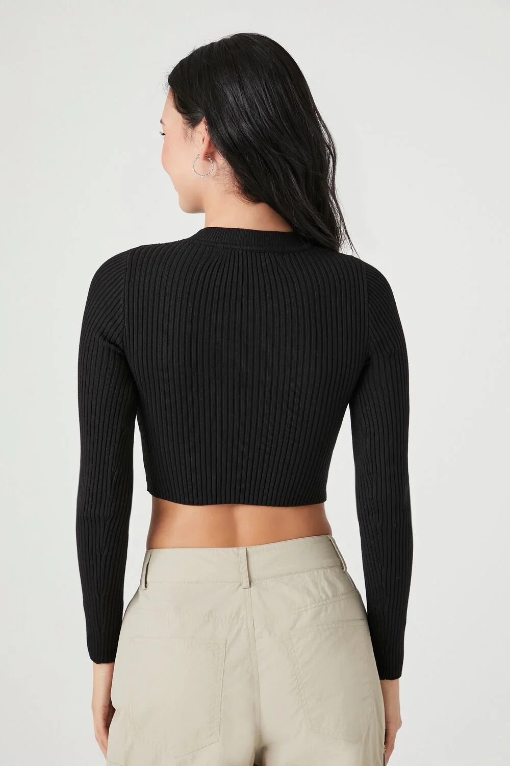 Notched Sweater-Knit Crop Top - Image 3