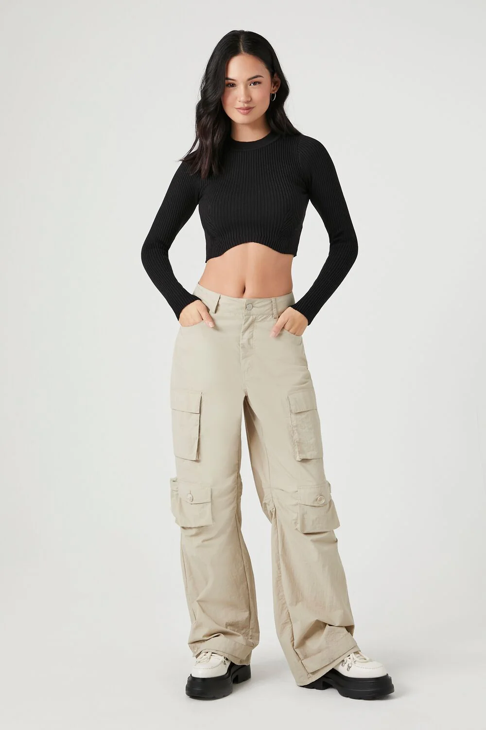 Notched Sweater-Knit Crop Top - Image 4