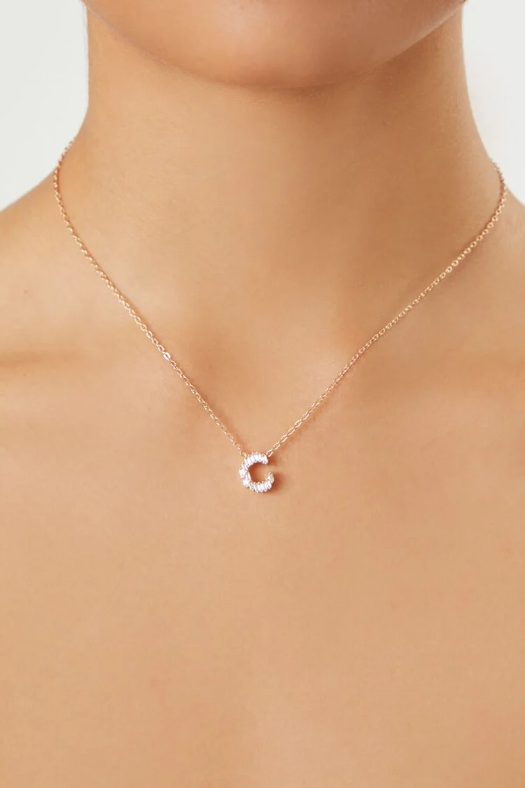 Faux Gem Initial Pendant Necklace - Image 4