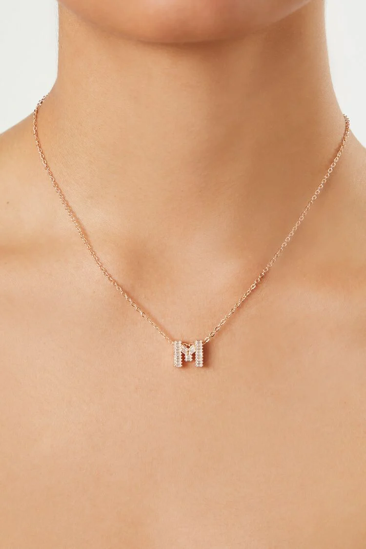Faux Gem Initial Pendant Necklace - Image 9