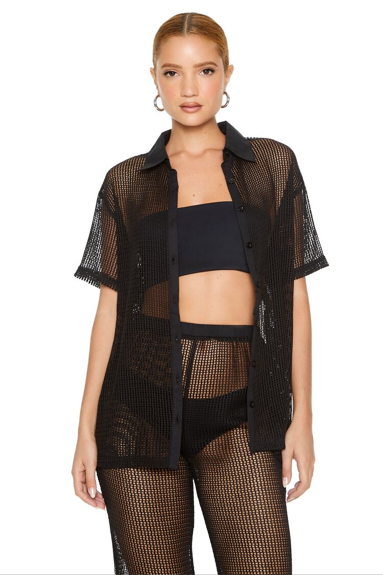Sheer Crochet Shirt & Pants Set - Image 4