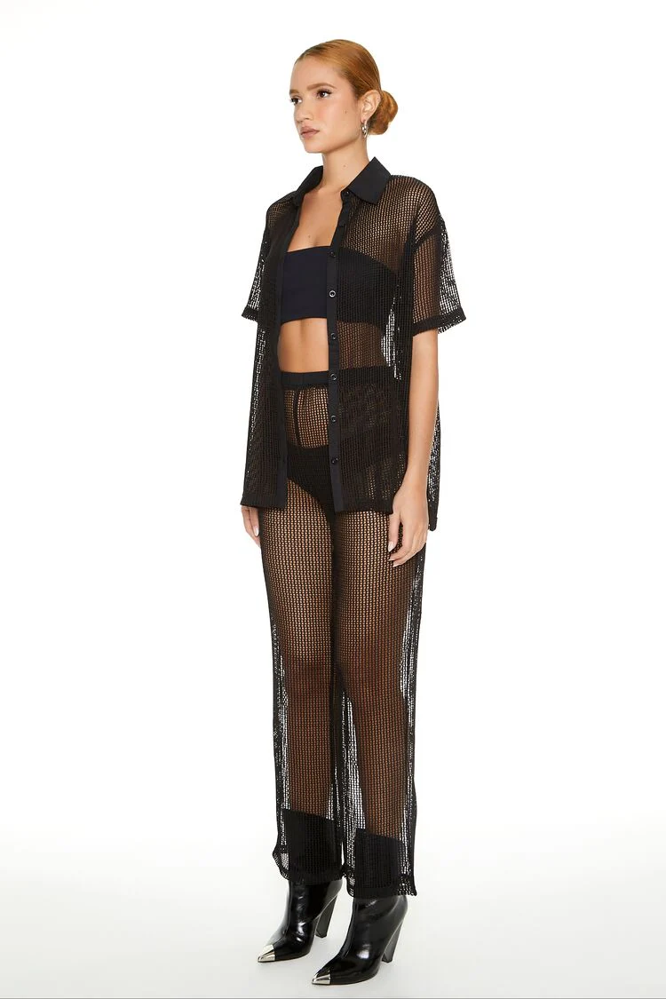 Sheer Crochet Shirt & Pants Set - Image 6