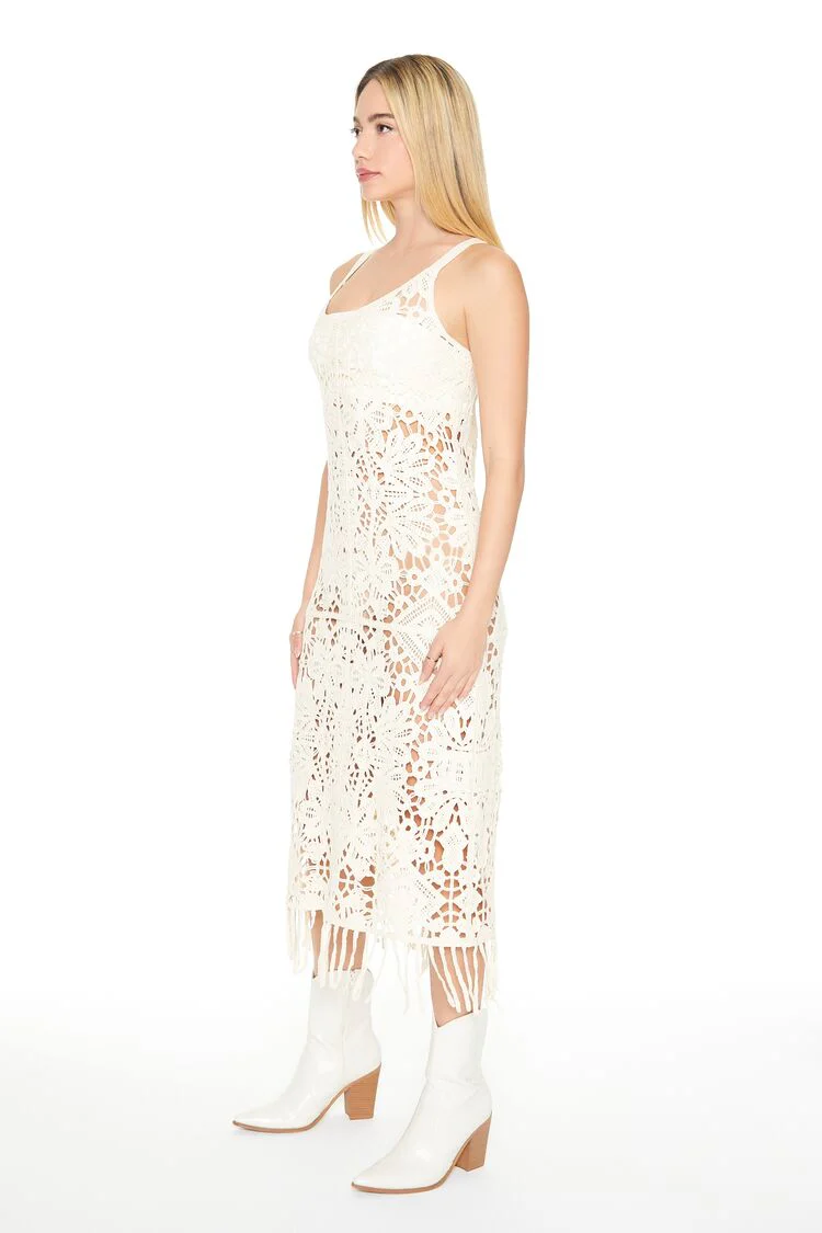Crochet Fringe Midi Dress - Image 2