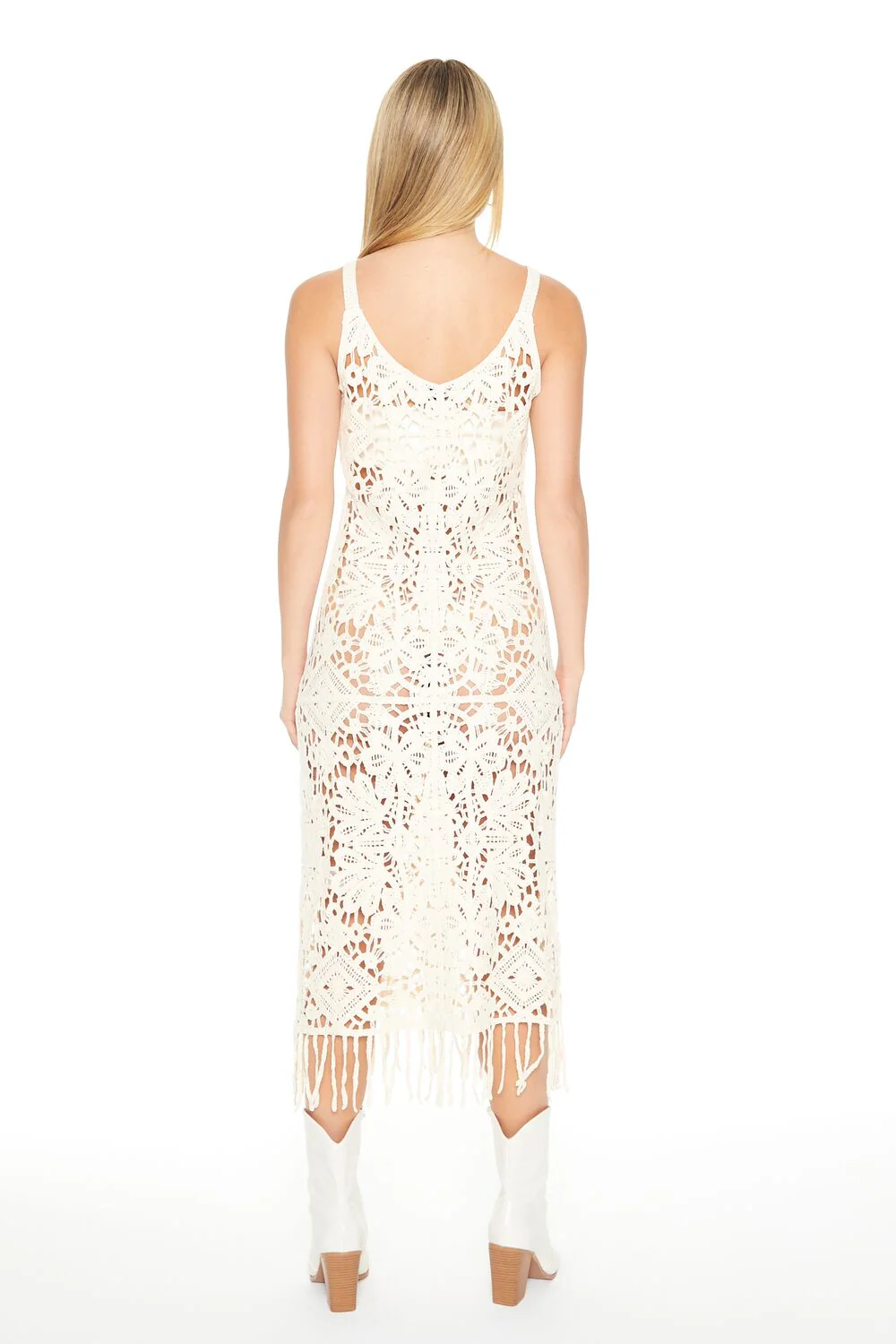 Crochet Fringe Midi Dress - Image 4